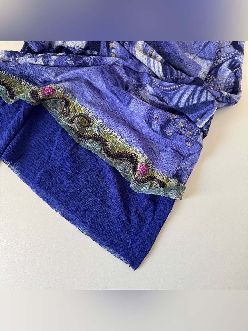 SS1998 Jean Paul Gaultier Frida Khalo Strapless Printed Mesh Dress in Blue - Picture 9 of 9